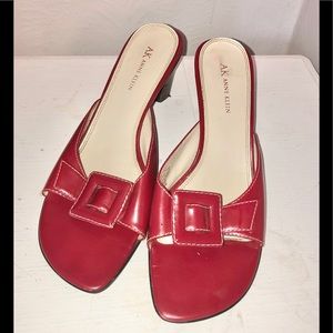 Anne Klein red slides with buckle strap size 9